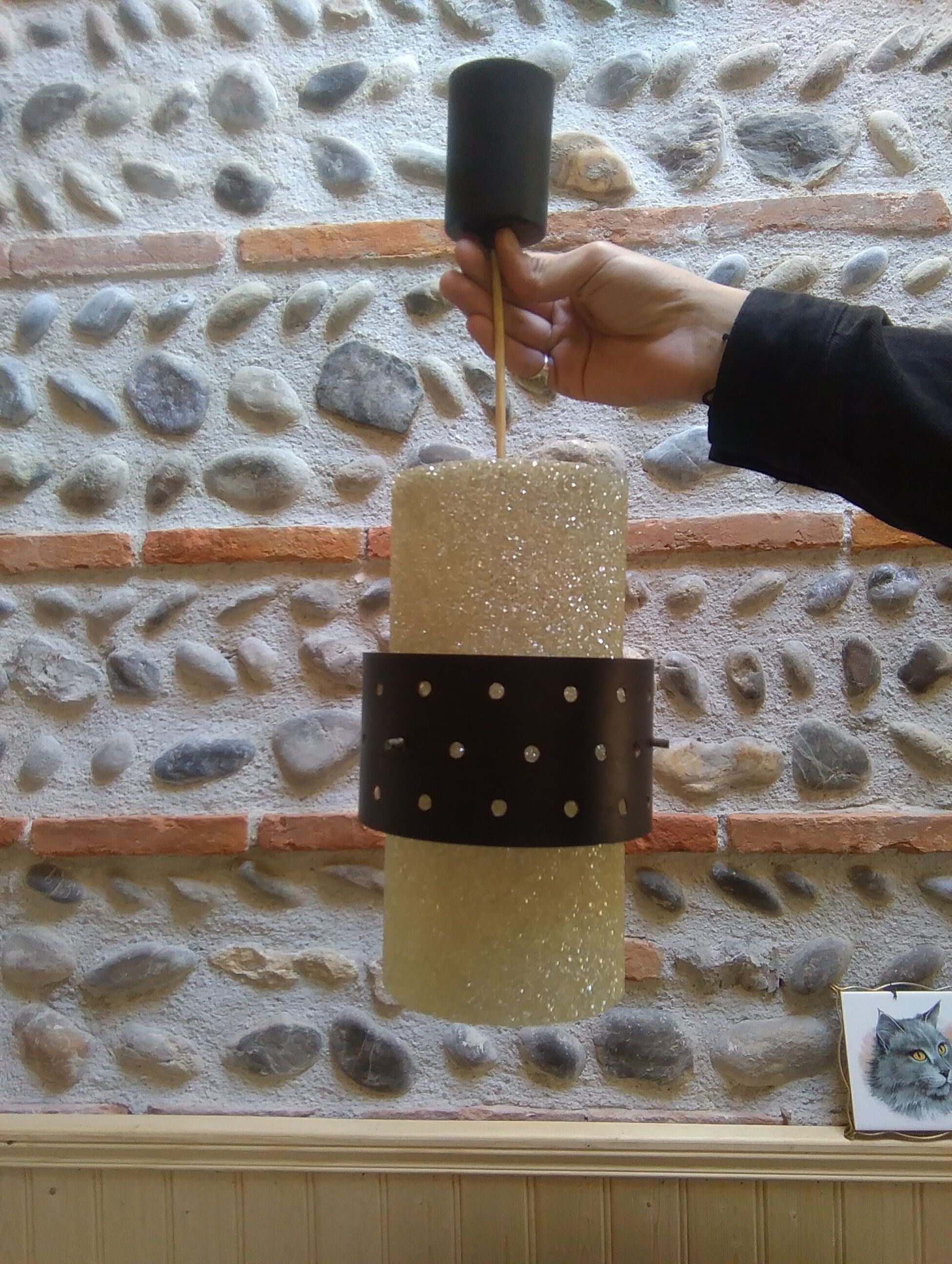 Granita  and perforated plate vintage hanging lamp