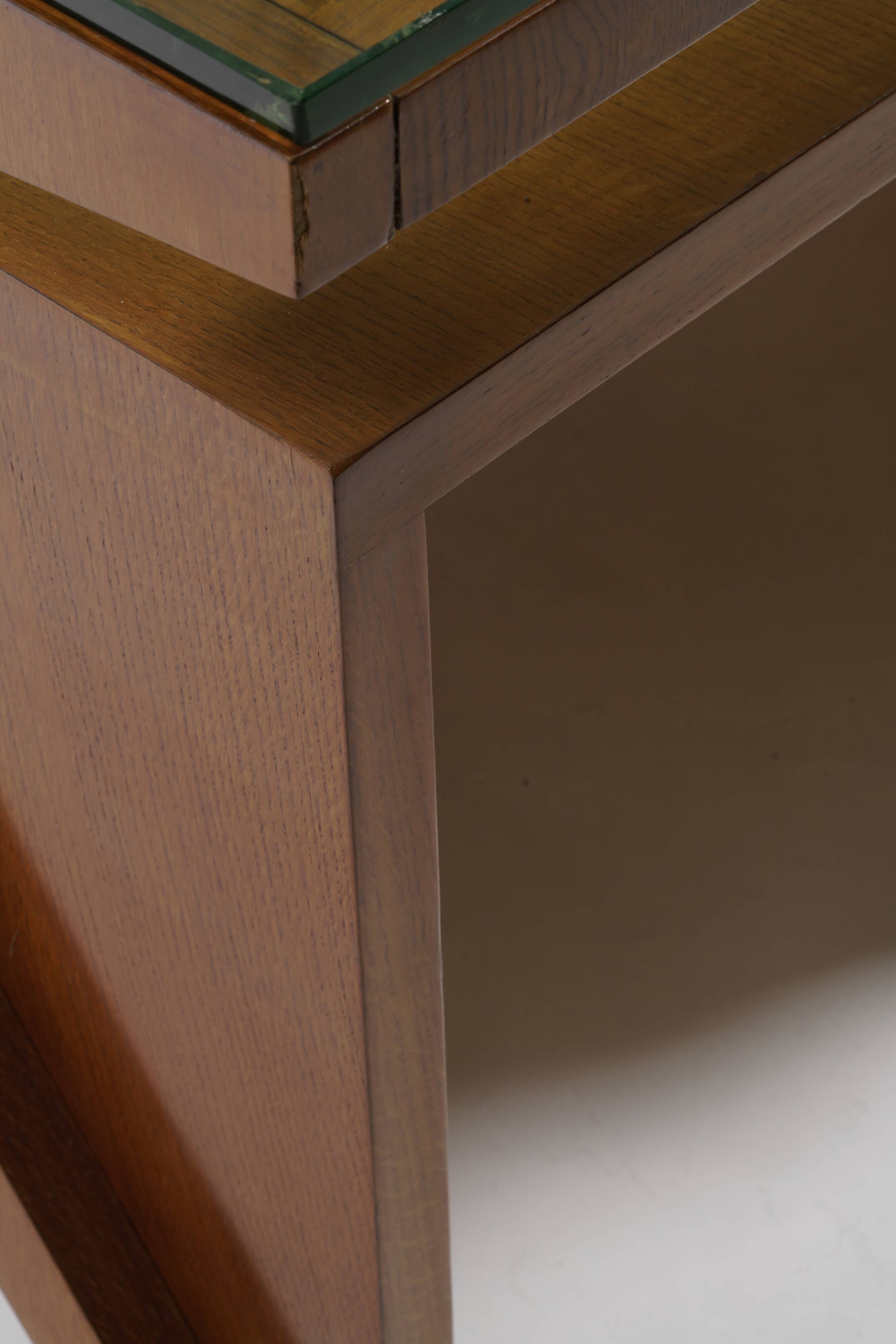 Mid-century Gio Ponti desk / Italian desk with a wooden and glass top