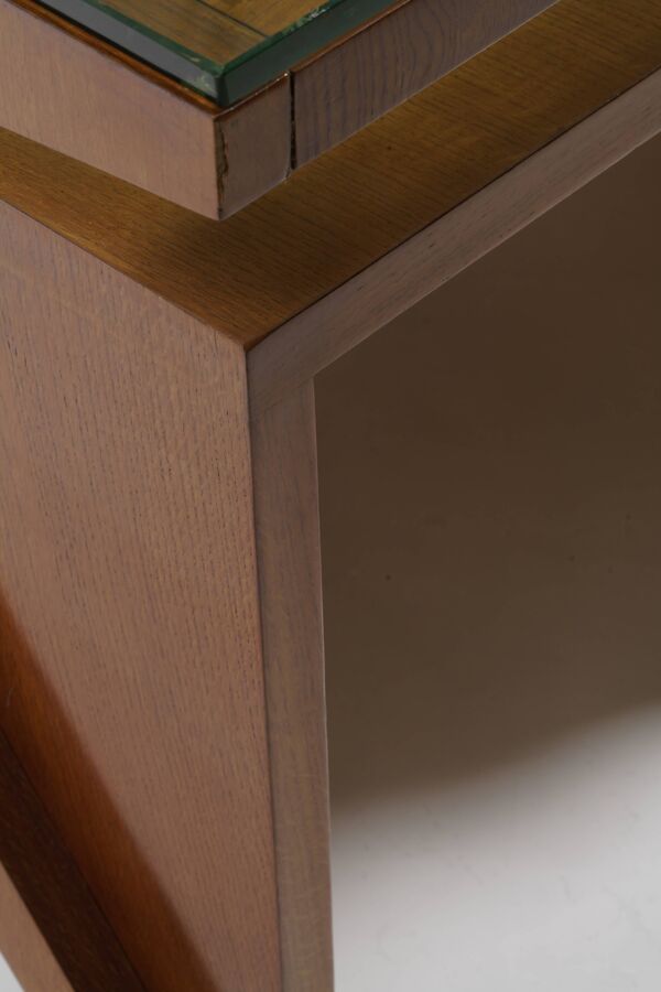 Mid-century Gio Ponti desk / Italian desk with a wooden and glass top