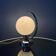 Lampe de table vintage chromée avec abat-jour en verre