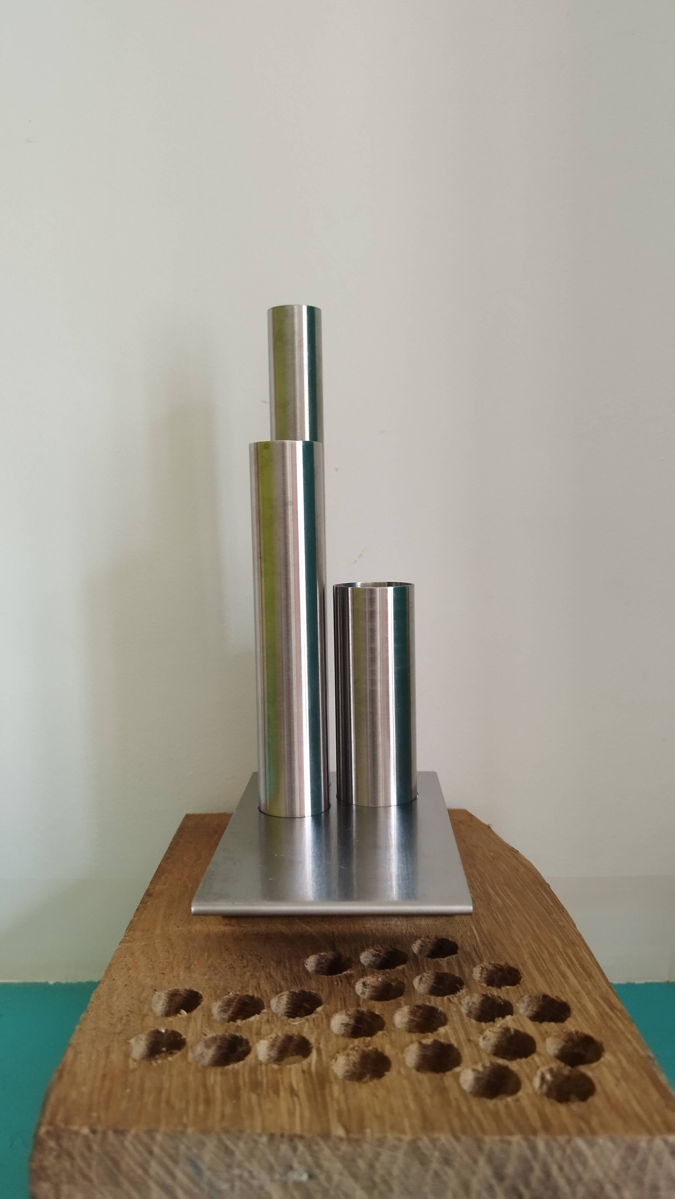 Soliflore, vase, en inox Letang Rémy, modèle rare