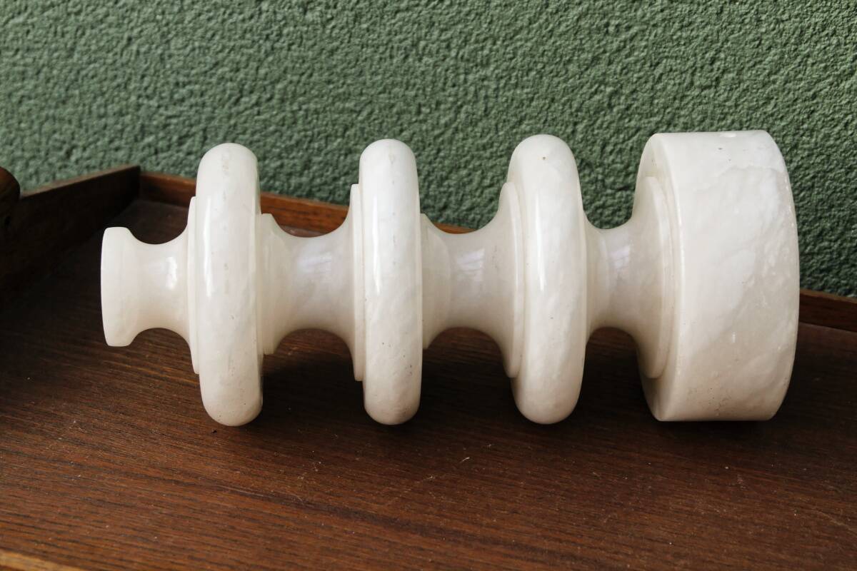 70s designer lamp base, twisted white marble