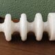 70s designer lamp base, twisted white marble
