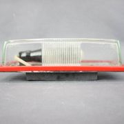 1970s Czech space age wall light with red plastic and glass.