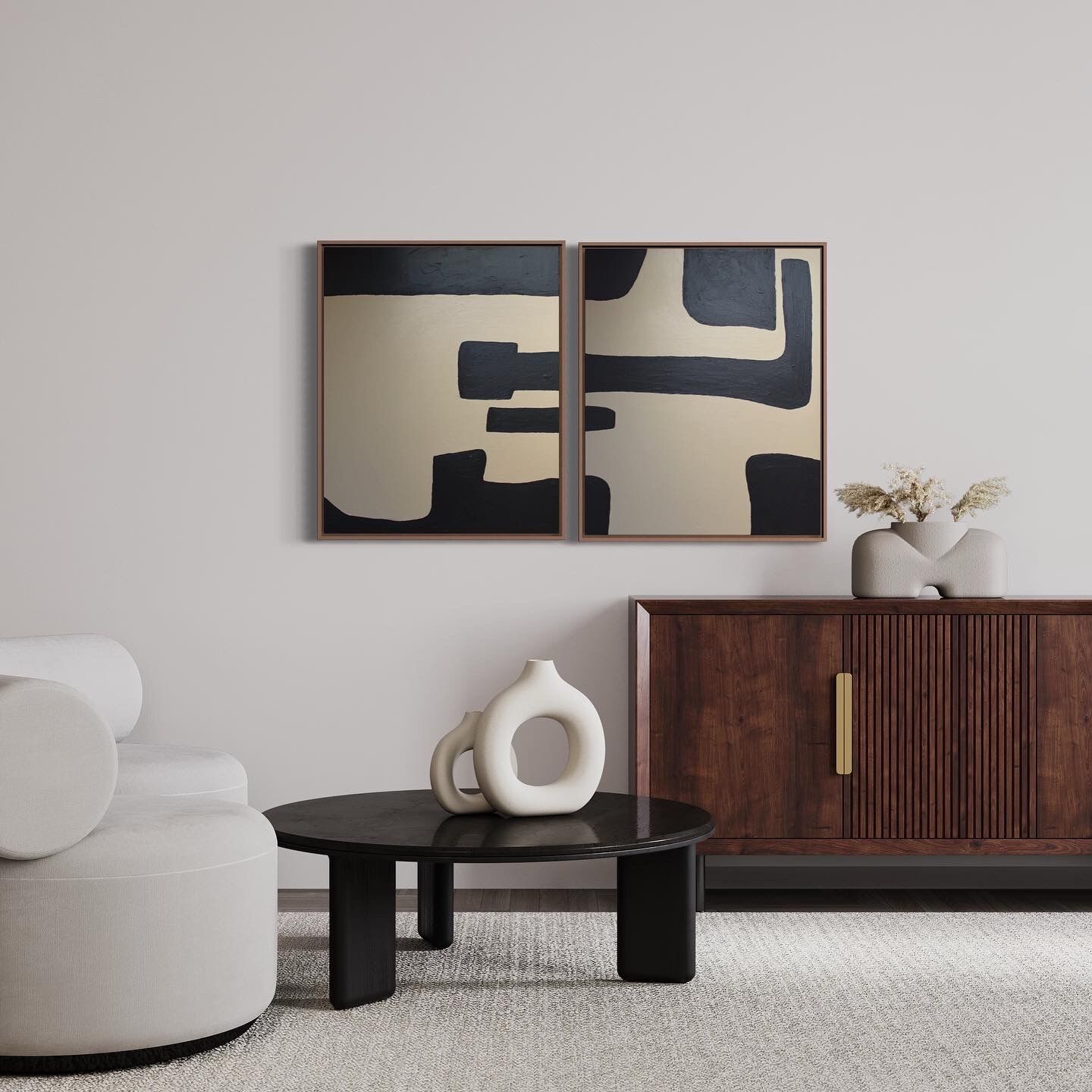 Set of two abstract canvases