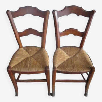 2 old straw chairs