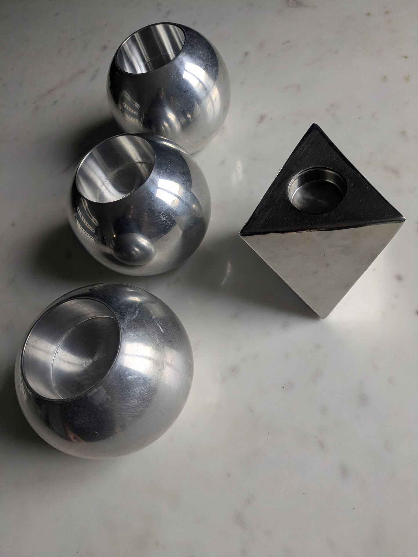 Set of vintage, collector and designer candle holders.