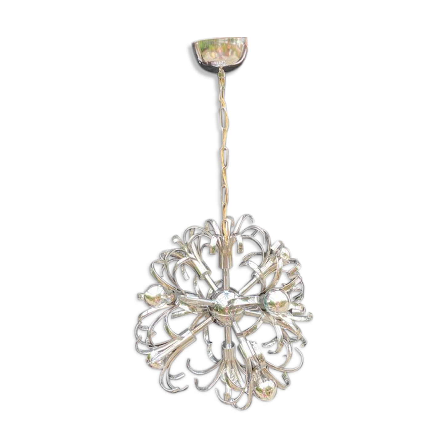Chandelier sputnik chrome design 1970