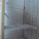 Farm bench, end of bed leg patinated pearl gray, wooden seat
