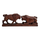 Lion and hippopotamus wood sculpture
