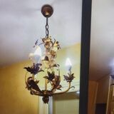 Set of 3 gold painted metal chandeliers