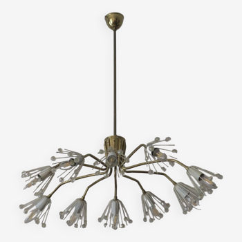 Emil Stejnar for Rupert Nikoll brass and glass elliptical chandelier, 1950s