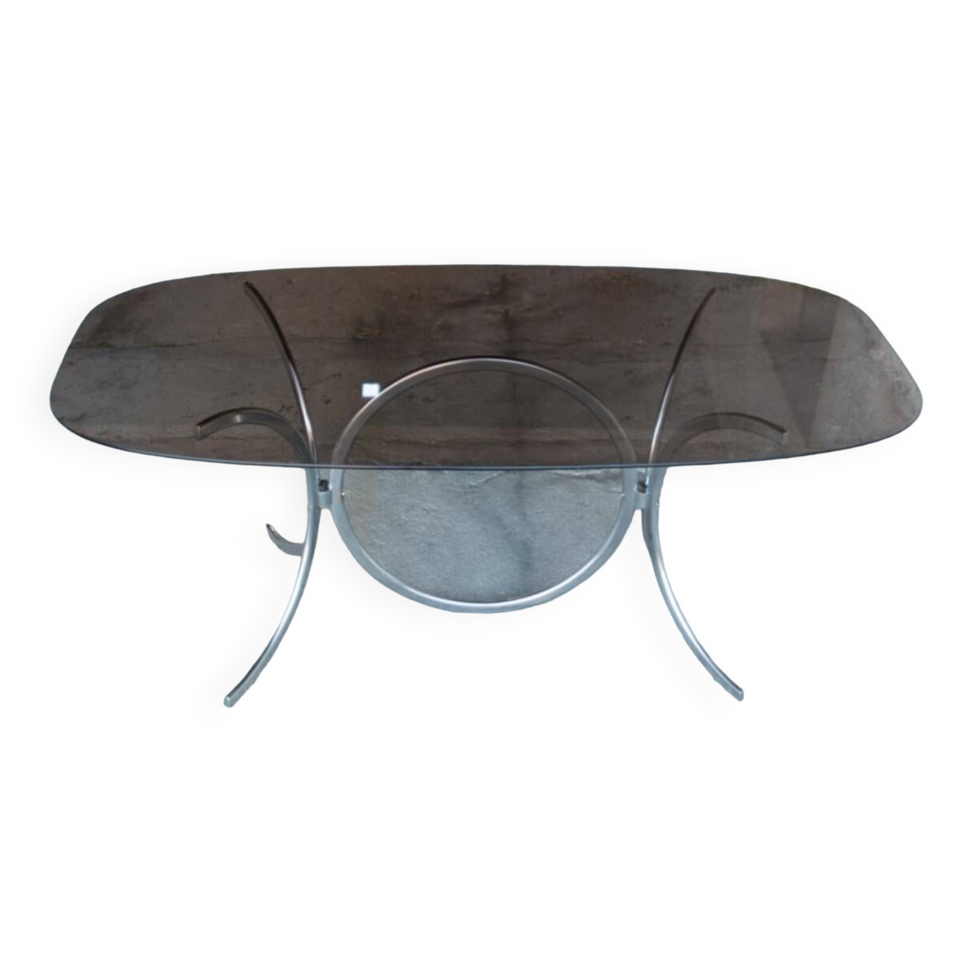 Vintage Italian glass and metal table 1970