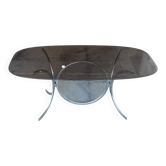 Vintage Italian glass and metal table 1970
