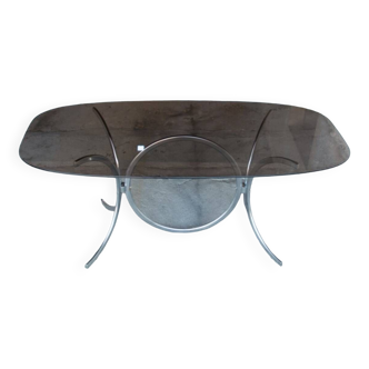 Vintage Italian glass and metal table 1970
