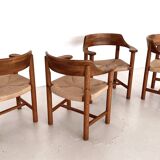 Rainer Daumiller Dining Chairs in Pine and New Paper Cord, 1970s