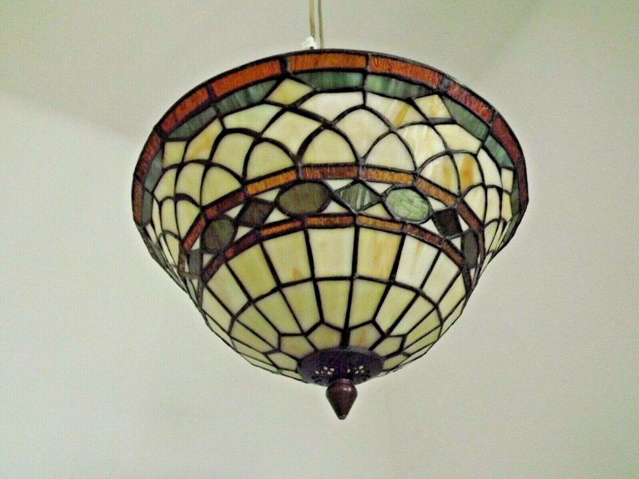 Vintage french 3 light leaded glass tiffany up light with adjustable height 3273
