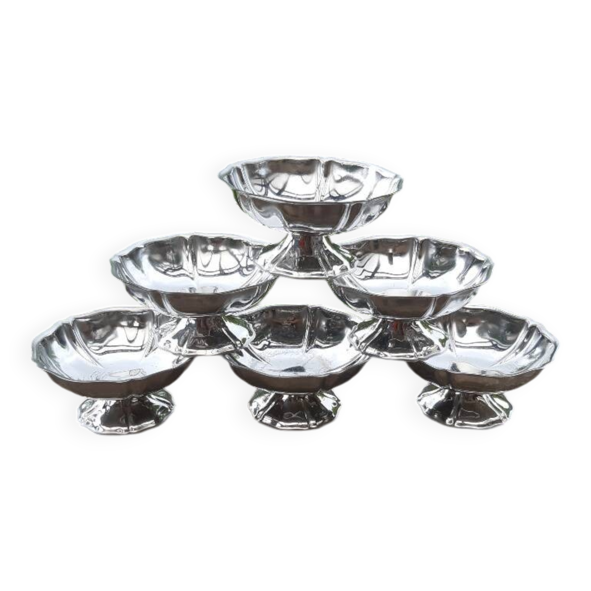 6 coupes à glace vintage Guy Degrenne en acier inoxydable