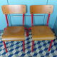 Paire de chaises d'école enfant vintage