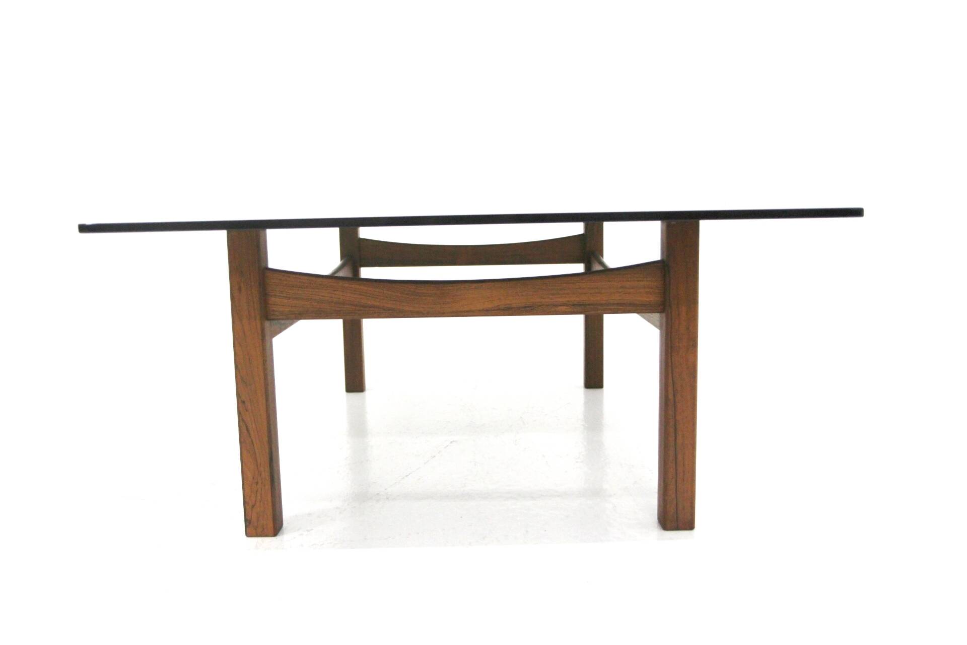 Rosewood and glass coffee table, Sweden, 1970