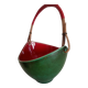 Leon elchinger soufflenheim - red and green ceramic fruit basket with handle