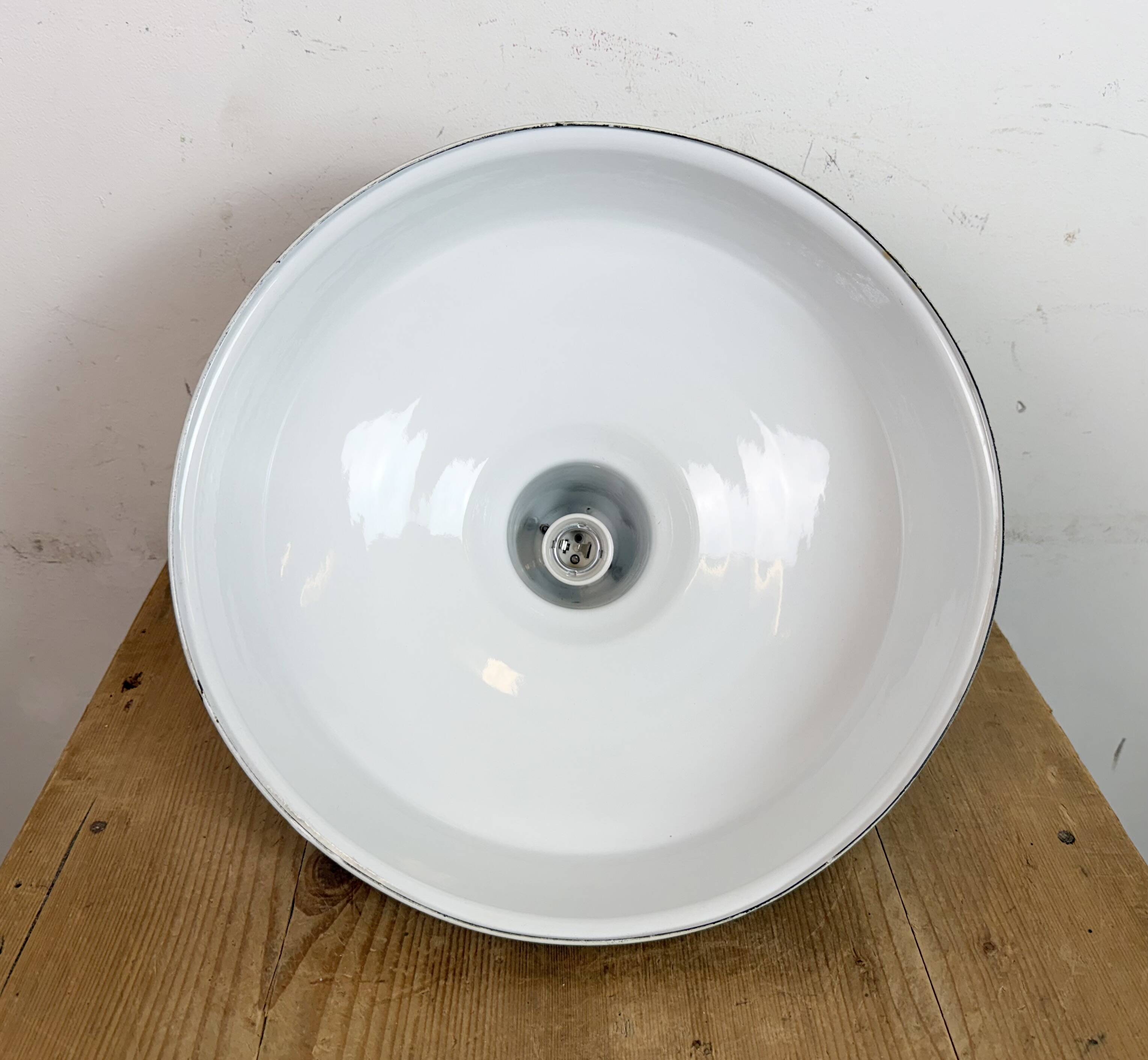 Suspension industrielle en émail vert de Jackson Electrical Co., années 1960