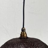 Beehive webbing rattan wicker pendant hanging lamp, 1930s