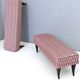 Pair of Benches with Red Patterned Fabric Upholstery, Italy