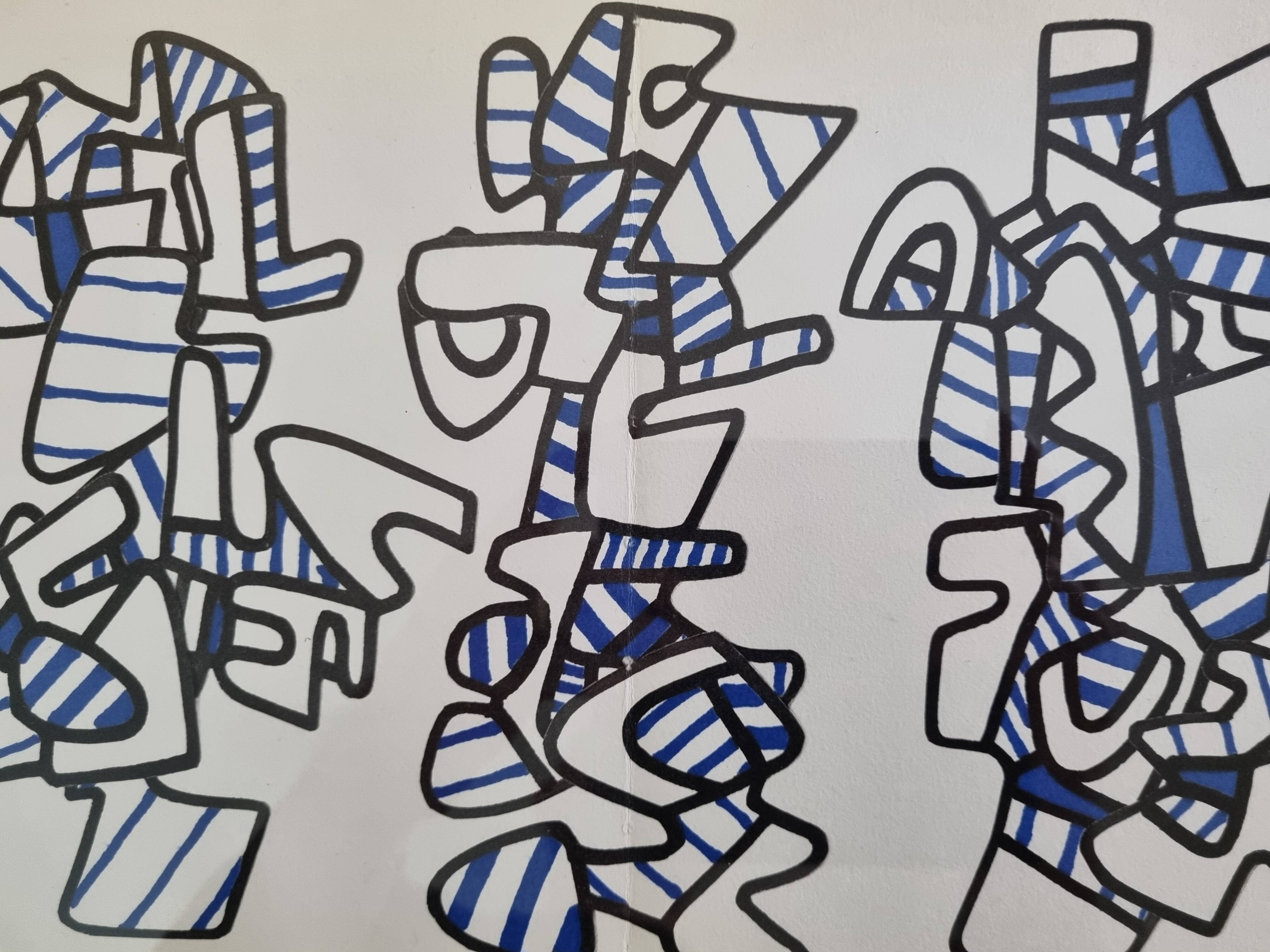 Screenprint after Jean Dubuffet framed under glass 41 cm by 31 cm