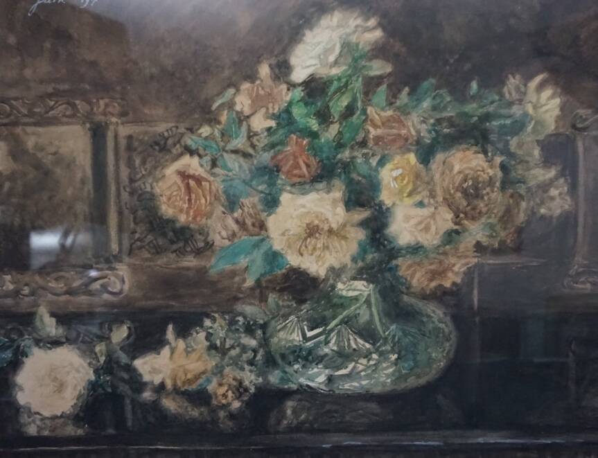 Painting “Still life with roses”. Watercolor.