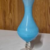 Antique blue opaline vase 17 cm vintage soliflore
