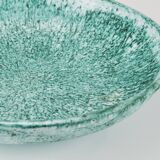 Eva Ruffoni Grand Bol Art Fruitier en Céramique Turquoise, 15 pouces de diamètre, Italie, années 1980