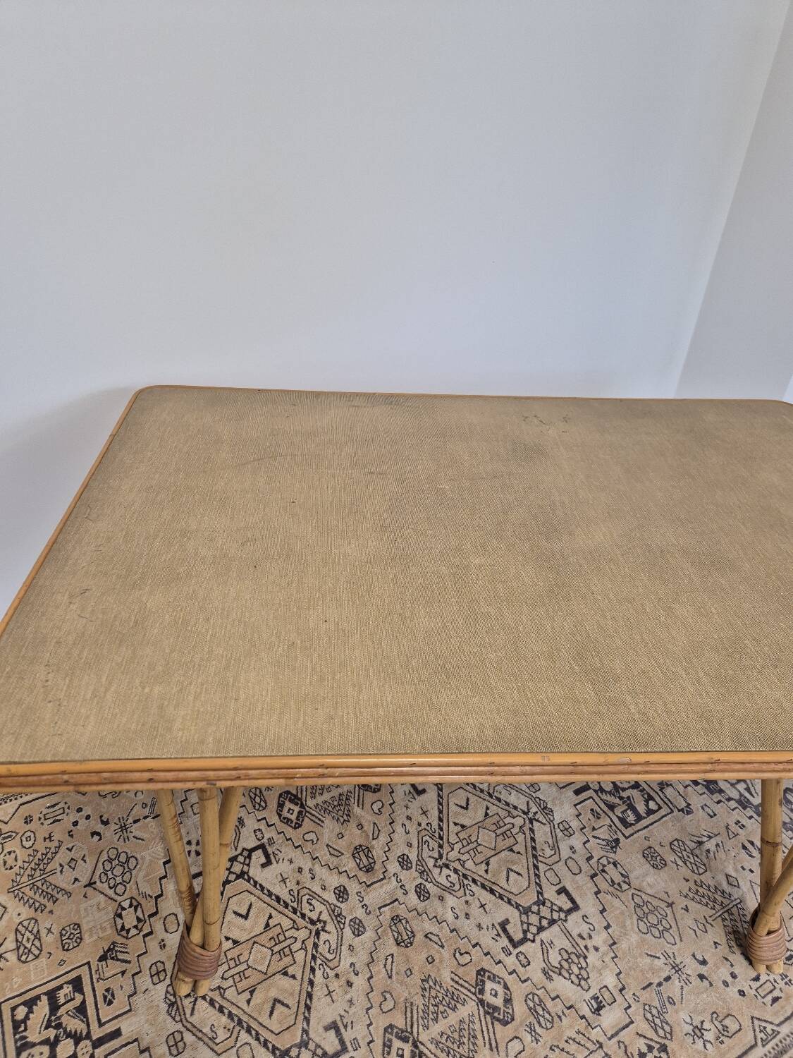 Rattan compass leg dining table, 1950s