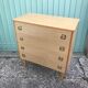 Old wooden chest of 4 drawers - handles brass feet compass 70s vintage