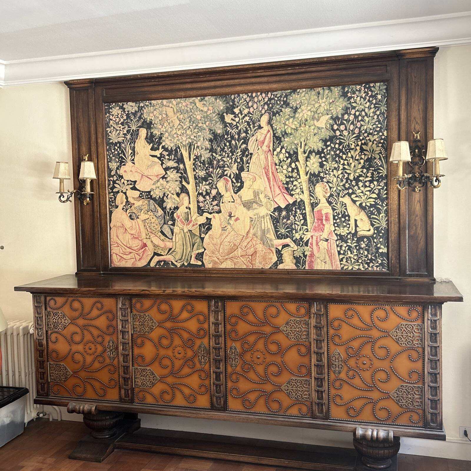 French tapestry of medieval design "gallant festivities"