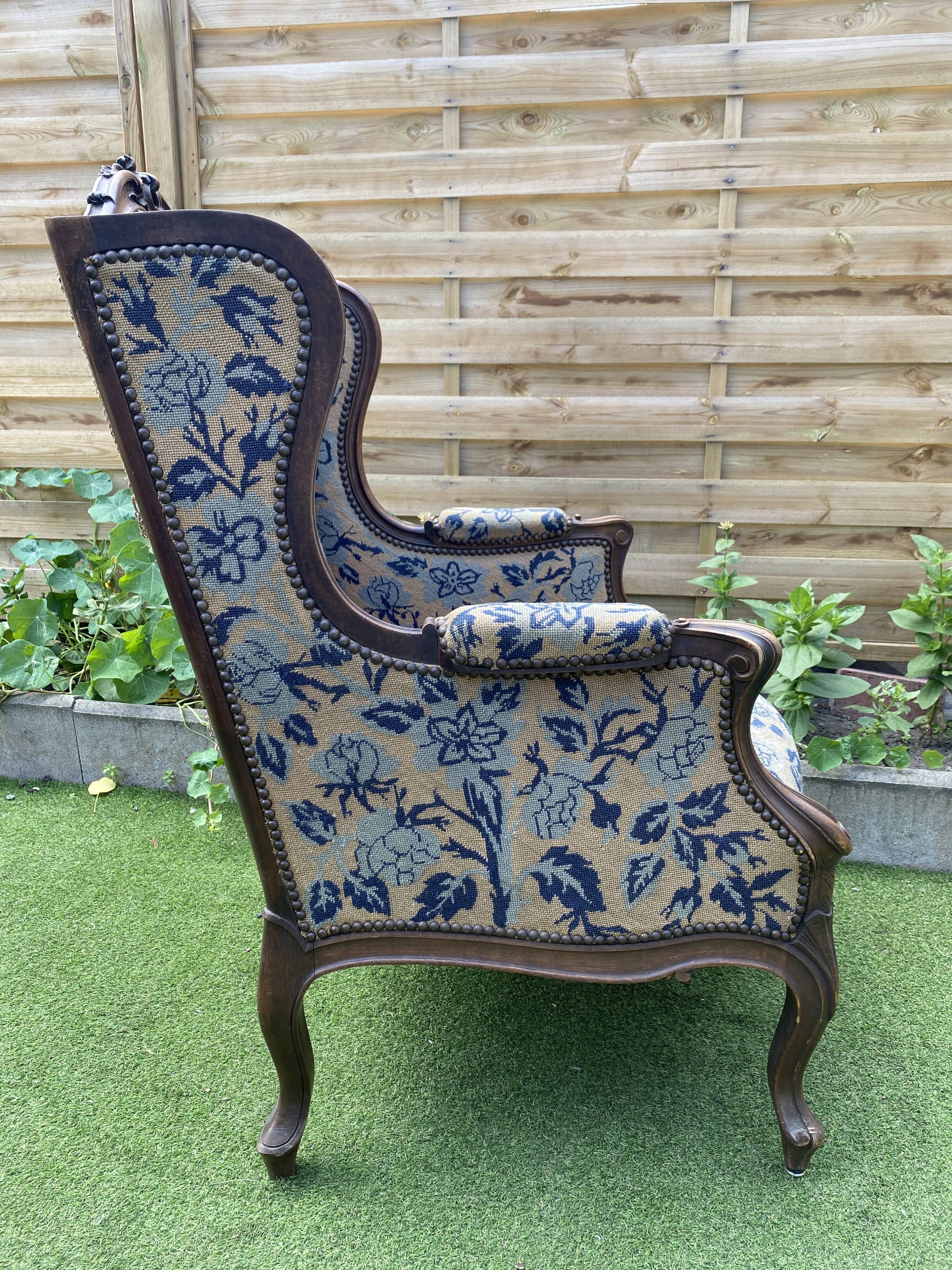 Louis XV style wingback armchair