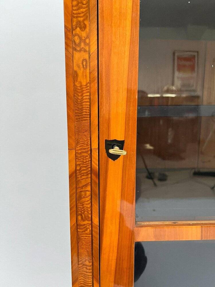 Biedermeier Display Cabinet in Cherry Veneer, Ash Burl, Austria, 1820s