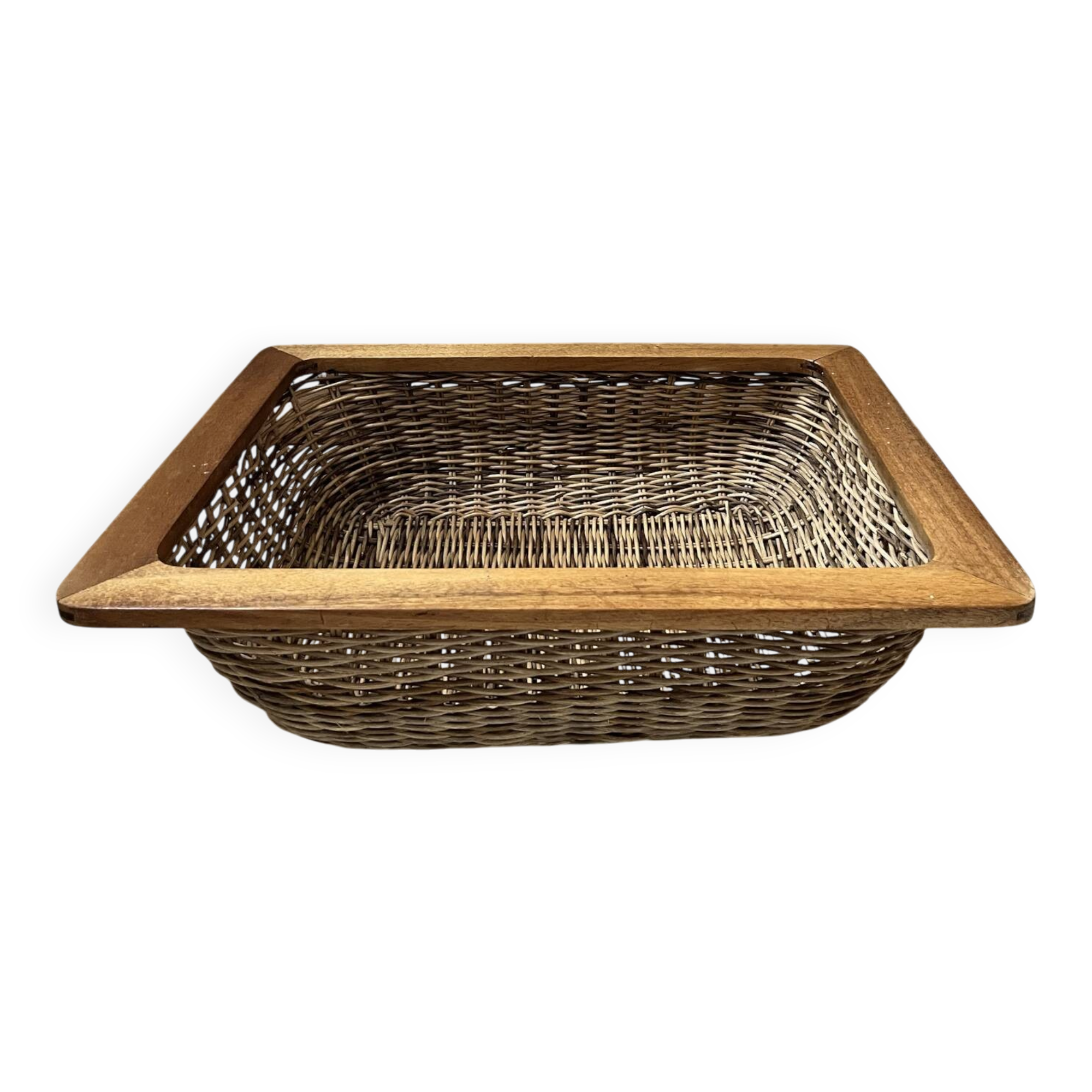 Panier en osier et bois 
