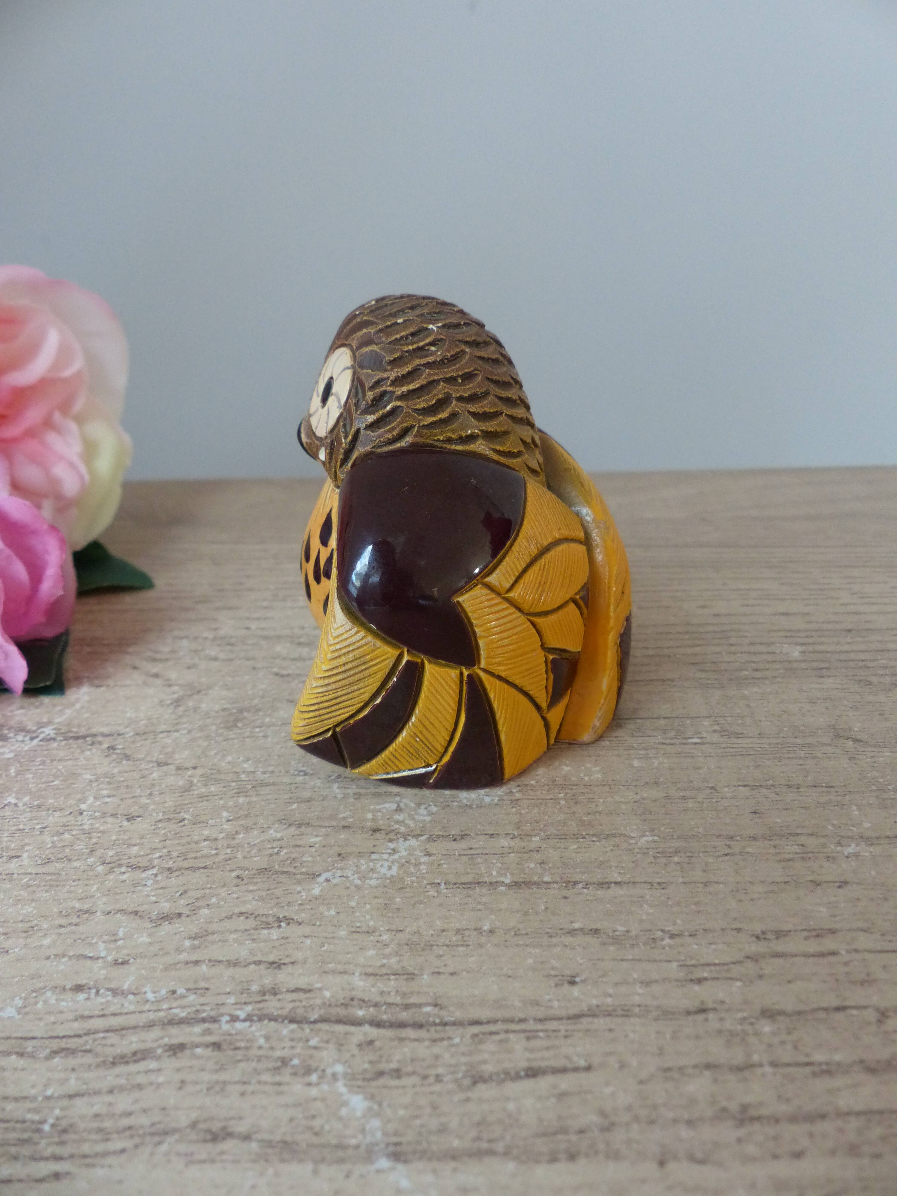 Hand carved Rinconada ceramic owl figurine made in Uruguay