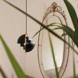 Oval mirror in art deco brass, Italy 1940s.