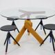 Italian Postmodern Adjustable "Screw" Dining Table and Four Stools in the Style