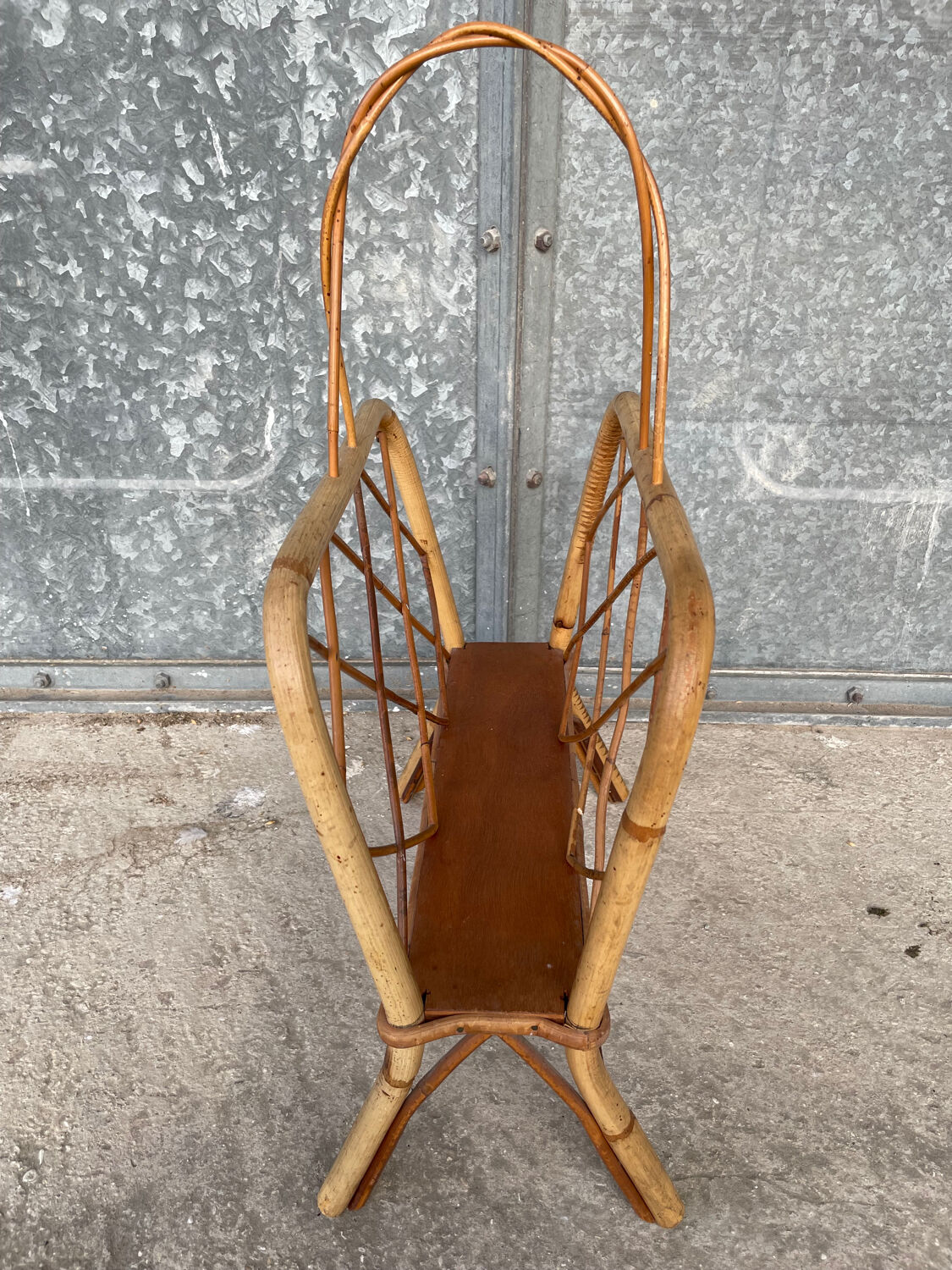 Vintage rattan magazine rack