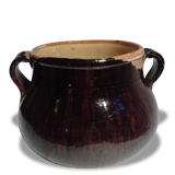 Pottery old terracotta painted round bottom