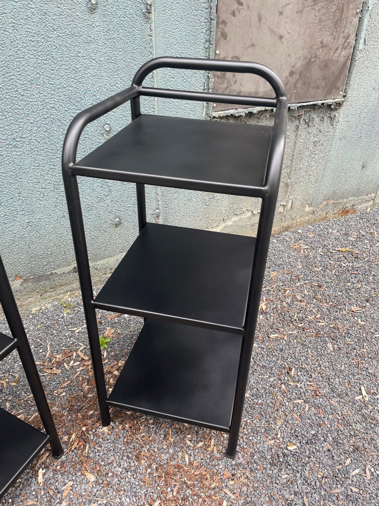 Pair of old military hospital bedside tables