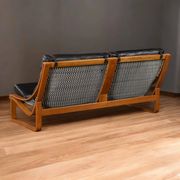 T4 black leather and teak sofa by Fred Lowen for Tessa, 1970s