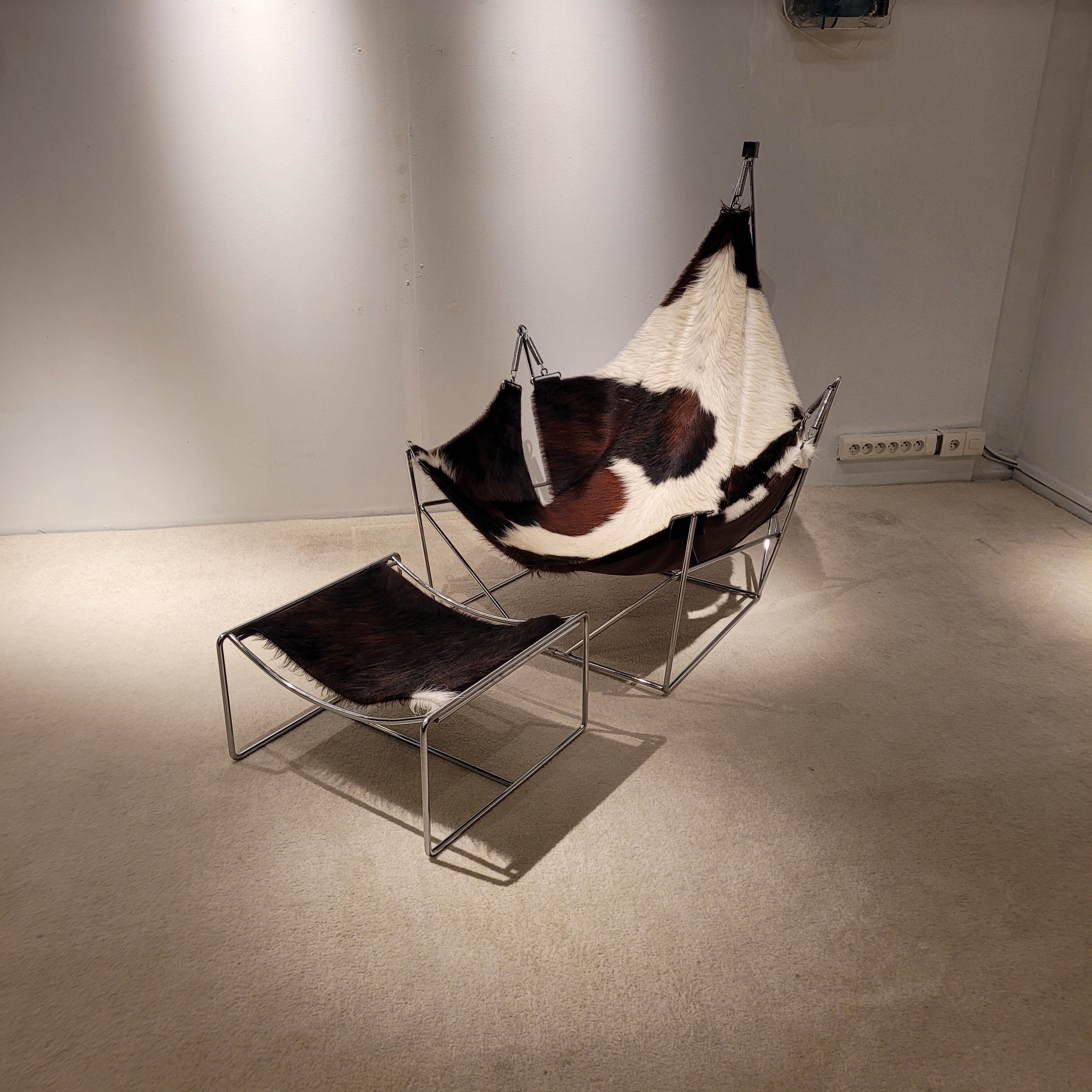 Vintage armchair and its ottoman model David by Odile Mir for Prisunic, 1972