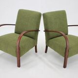 1940s Pair of Restored  Art Deco Armchairs in Boucle , Czechoslovakia