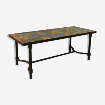 Table basse acier et ardoise