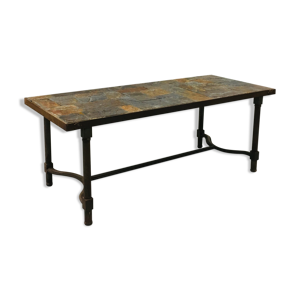 Table basse acier et ardoise