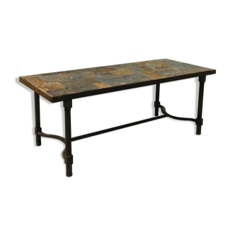 Table basse acier et ardoise